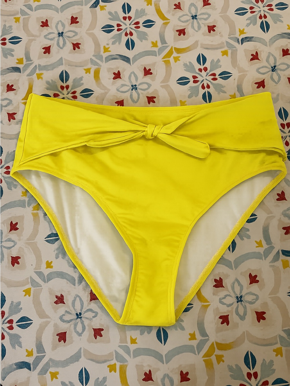 Decree Bright Yellow High-Waist Tie-Front Bikini Bottom
